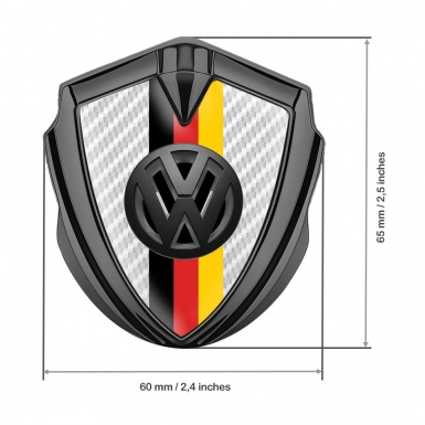 VW Domed Emblem Graphite White Carbon 3d Logo German Tricolor