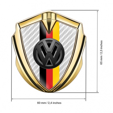VW Domed Emblem Gold White Carbon 3d Logo German Tricolor