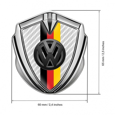 VW Domed Emblem Silver White Carbon 3d Logo German Tricolor