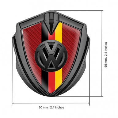 VW Emblem Ornament Graphite Red Carbon 3d Logo German Flag