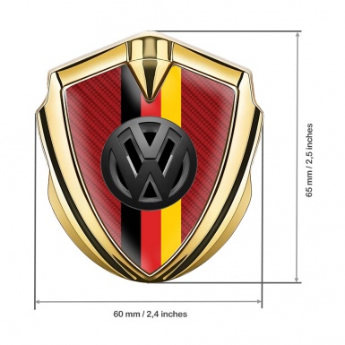 VW Emblem Ornament Gold Red Carbon 3d Logo German Flag