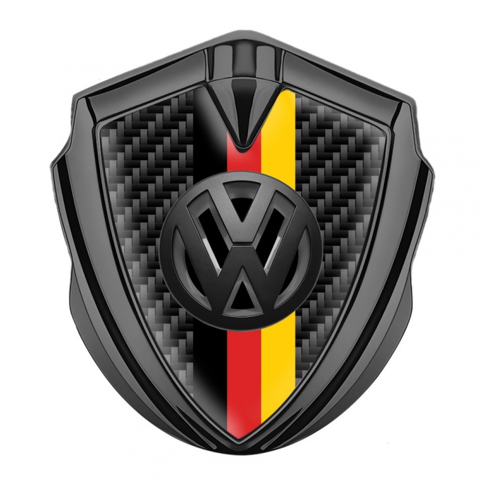 VW Bodyside Domed Emblem Graphite Black Carbon 3d Logo German Flag