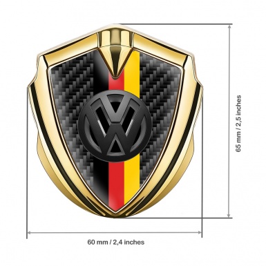 VW Bodyside Domed Emblem Gold Black Carbon 3d Logo German Flag