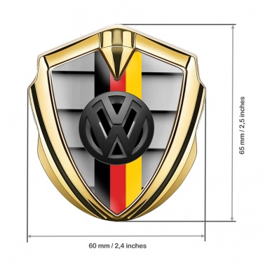 VW Emblem Metal Badge Gold Front Grille 3d Logo German Flag