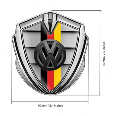 VW Emblem Metal Badge Silver Front Grille 3d Logo German Flag