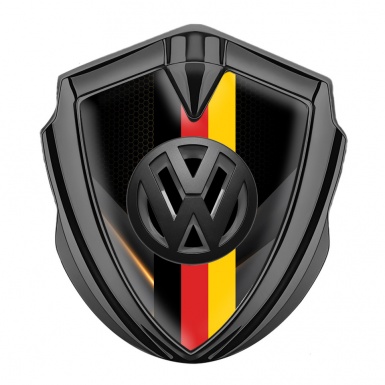 VW Silicon Emblem Graphite Mixed Pattern 3d Logo German Flag Design