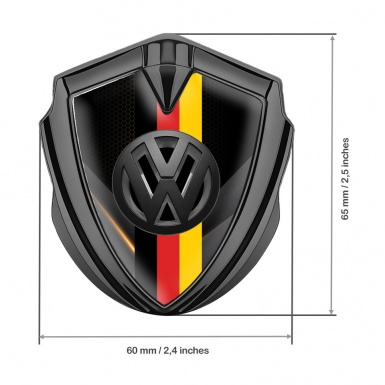 VW Silicon Emblem Graphite Mixed Pattern 3d Logo German Flag Design
