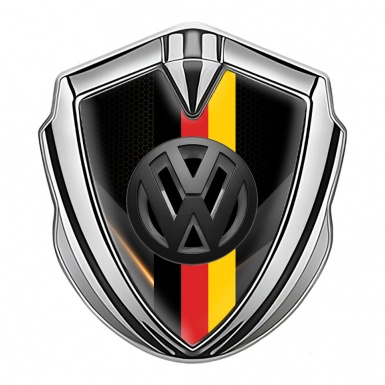 VW Silicon Emblem Silver Mixed Pattern 3d Logo German Flag Design