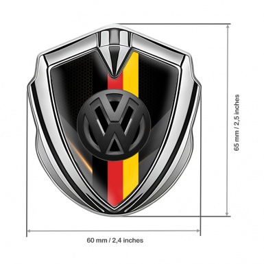 VW Silicon Emblem Silver Mixed Pattern 3d Logo German Flag Design