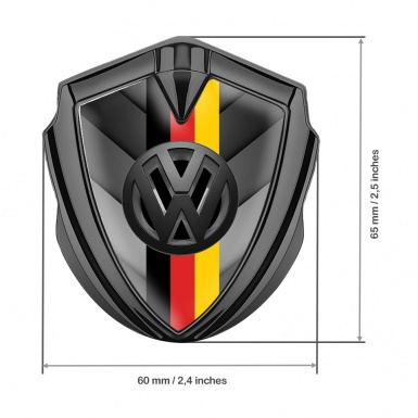 VW Emblem Car Badge Graphite Grey Arrows 3d Logo German Flag Design