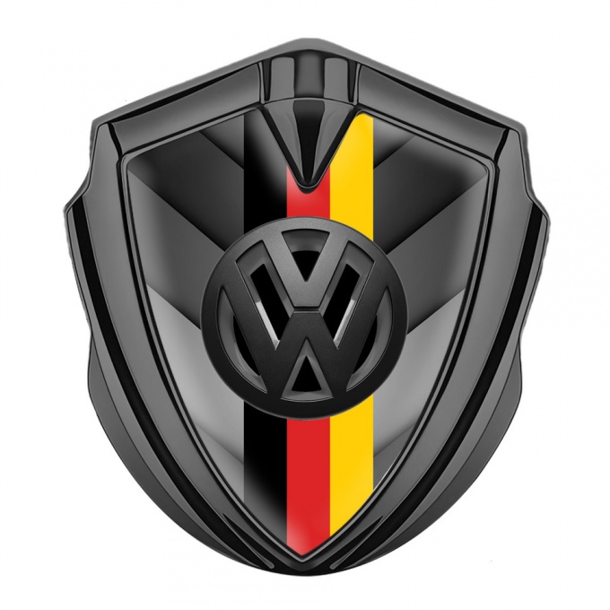 VW Emblem Car Badge Graphite Grey Arrows 3d Logo German Flag Design
