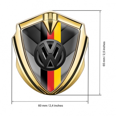 VW Emblem Car Badge Gold Grey Arrows 3d Logo German Flag Design