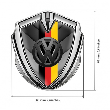 VW Emblem Car Badge Silver Grey Arrows 3d Logo German Flag Design