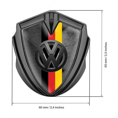 VW Metal Domed Emblem Graphite Brazed Surface 3d Logo German Flag