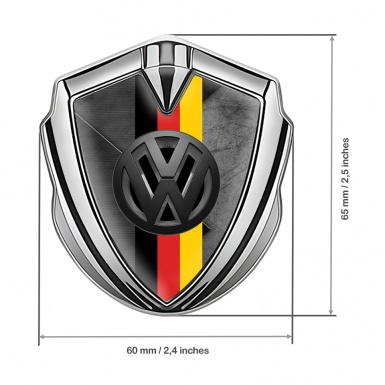 VW Metal Domed Emblem Silver Brazed Surface 3d Logo German Flag
