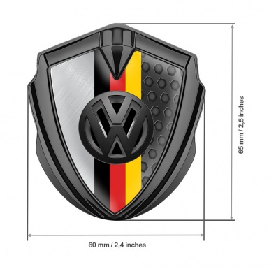 VW Badge Self Adhesive Graphite Dual Frames 3d Logo German Tricolor