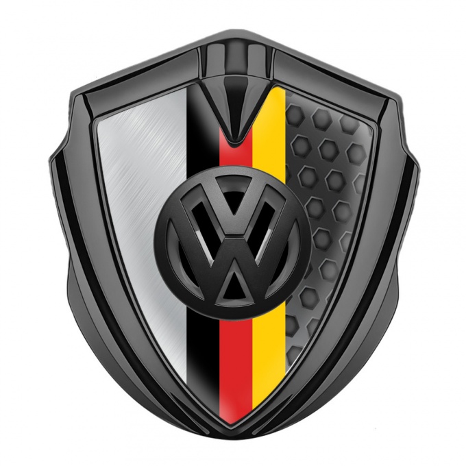 VW Badge Self Adhesive Graphite Dual Frames 3d Logo German Tricolor