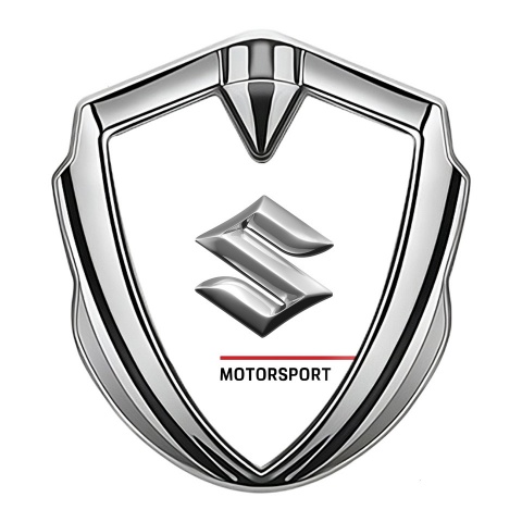 Suzuki Bodyside Emblem Self Adhesive Silver White Base Motorsport Edition