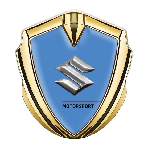 Suzuki Metal Domed Emblem Gold Blue Fill Motorsport Edition