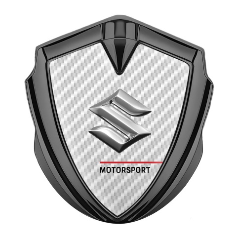 Suzuki Emblem Badge Self Adhesive Graphite White Carbon Motorsport Logo