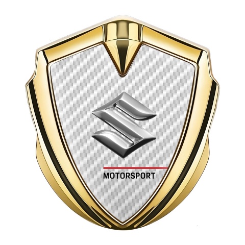 Suzuki Emblem Badge Self Adhesive Gold White Carbon Motorsport Logo