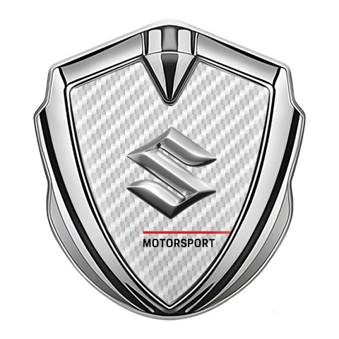 Suzuki Emblem Badge Self Adhesive Silver White Carbon Motorsport Logo