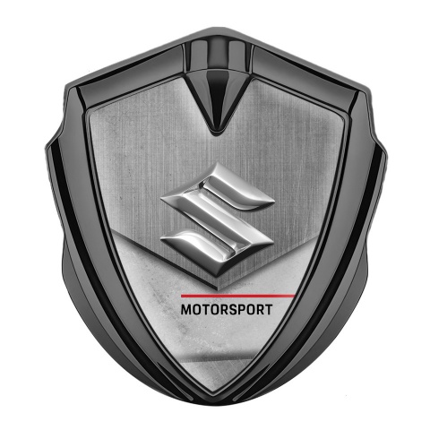 Suzuki Metal Emblem Self Adhesive Graphite Gravel Texture Motorsport Logo