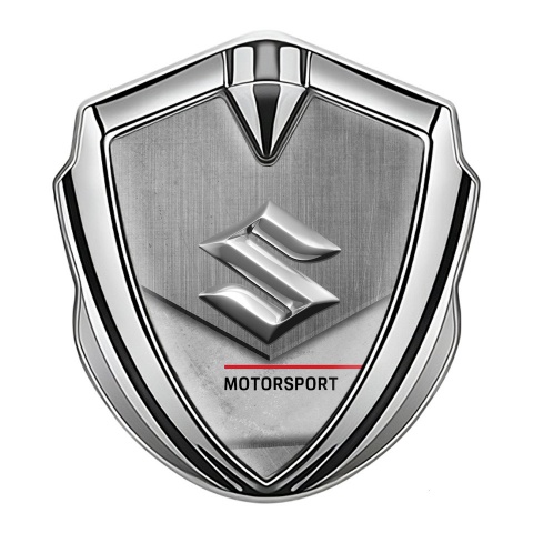 Suzuki Metal Emblem Self Adhesive Silver Gravel Texture Motorsport Logo