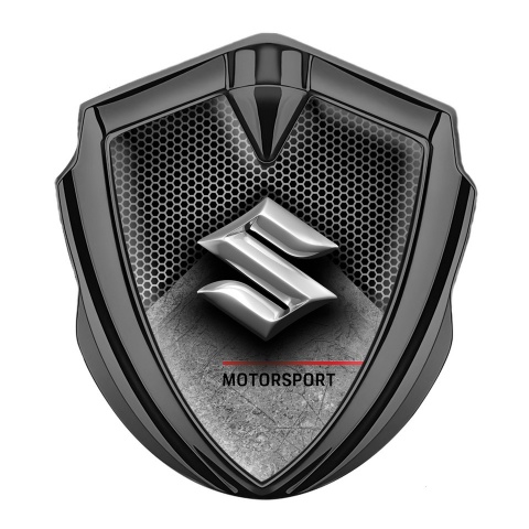 Suzuki Fender Emblem Badge Graphite Hex Pattern Motorsport Design