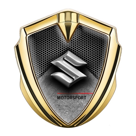 Suzuki Fender Emblem Badge Gold Hex Pattern Motorsport Design