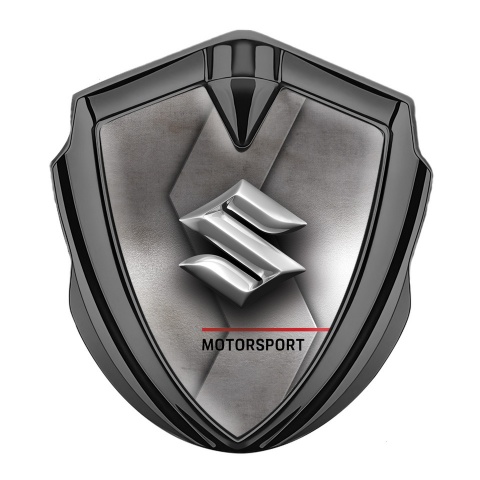 Suzuki Emblem Trunk Badge Graphite Carved Metal Motorsport Edition