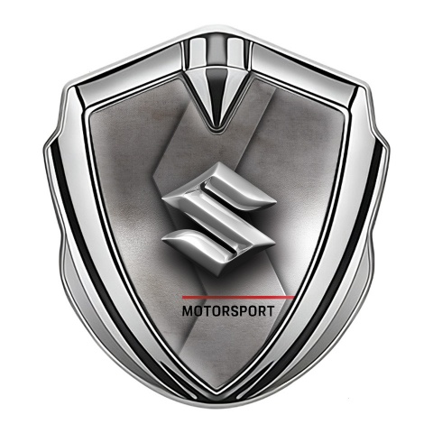 Suzuki Emblem Trunk Badge Silver Carved Metal Motorsport Edition