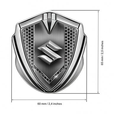 Suzuki Domed Emblem Silver Honeycomb Light Metal Chrome Logo