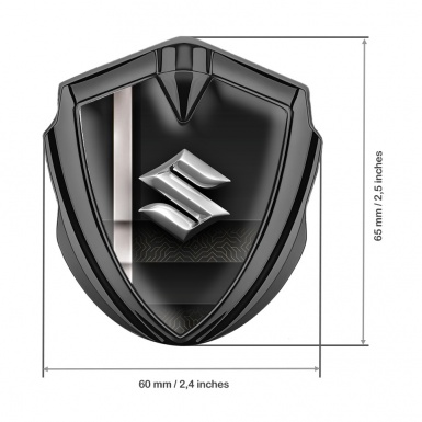 Suzuki Emblem Ornament Graphite White Sport Stripe Chrome Logo