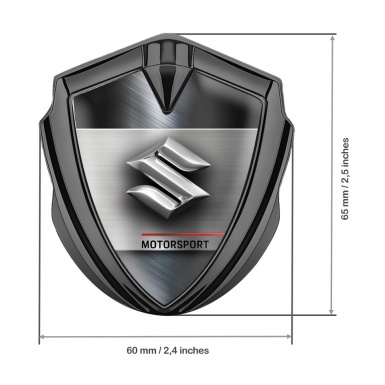 Suzuki Bodyside Domed Emblem Graphite Brushed Effect Chrome Logo