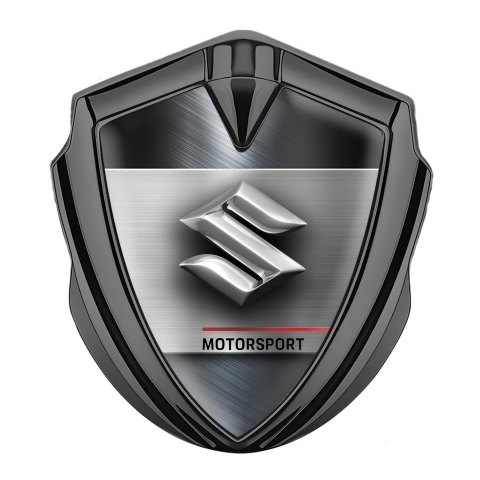 Suzuki Bodyside Domed Emblem Graphite Brushed Effect Chrome Logo