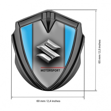 Suzuki Emblem Metal Badge Graphite Aqua Blue Frame Chrome Logo