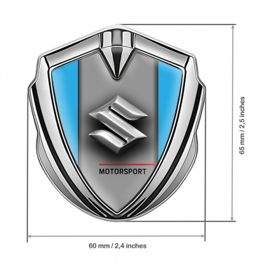 Suzuki Emblem Metal Badge Silver Aqua Blue Frame Chrome Logo