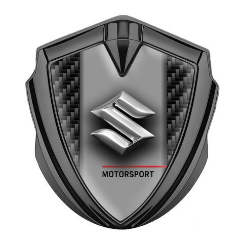 Suzuki 3d Emblem Badge Graphite Black Carbon Frame Chrome Edition