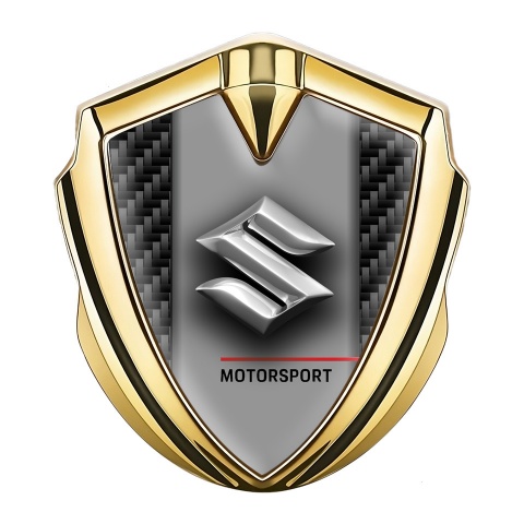 Suzuki 3d Emblem Badge Gold Black Carbon Frame Chrome Edition