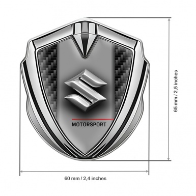 Suzuki 3d Emblem Badge Silver Black Carbon Frame Chrome Edition