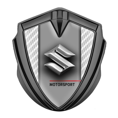 Suzuki Emblem Car Badge Graphite White Carbon Frame Chrome Logo