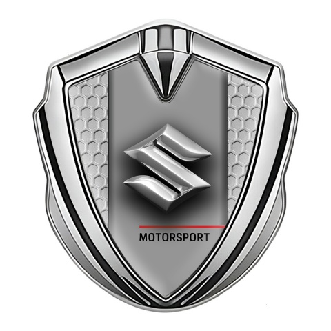 Suzuki Metal Domed Emblem Silver Honeycomb Frame Chrome Edition