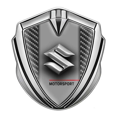 Suzuki Badge Self Adhesive Silver Dark Carbon Chrome Design