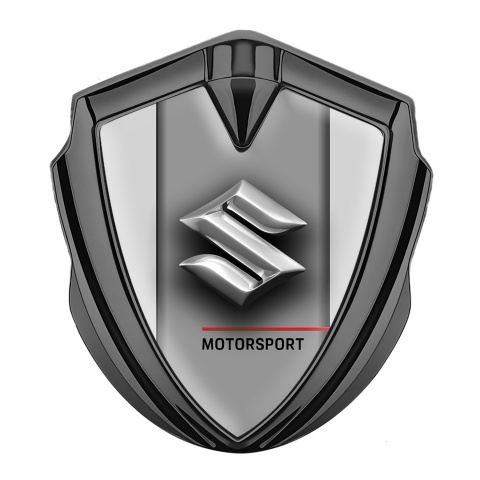 Suzuki Emblem Badge Self Adhesive Graphite Grey Frame Chrome Edition