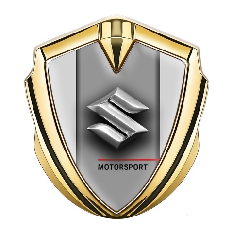Suzuki Emblem Badge Self Adhesive Gold Grey Frame Chrome Edition