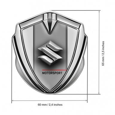 Suzuki Emblem Badge Self Adhesive Silver Grey Frame Chrome Edition