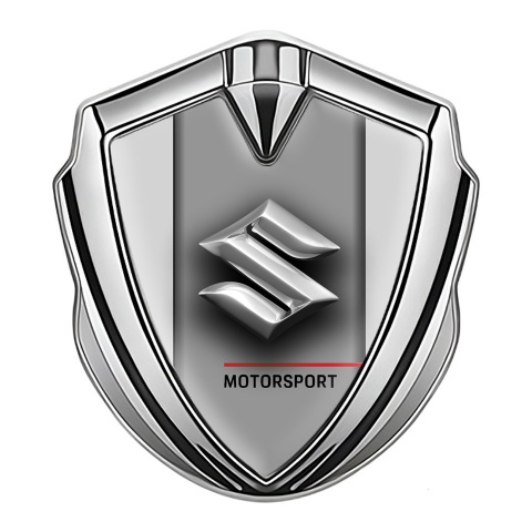 Suzuki Emblem Badge Self Adhesive Silver Grey Frame Chrome Edition