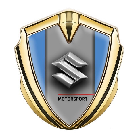 Suzuki Emblem Fender Badge Gold Ice Frame Chrome Logo Design