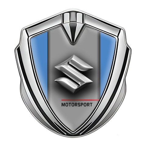 Suzuki Emblem Fender Badge Silver Ice Frame Chrome Logo Design